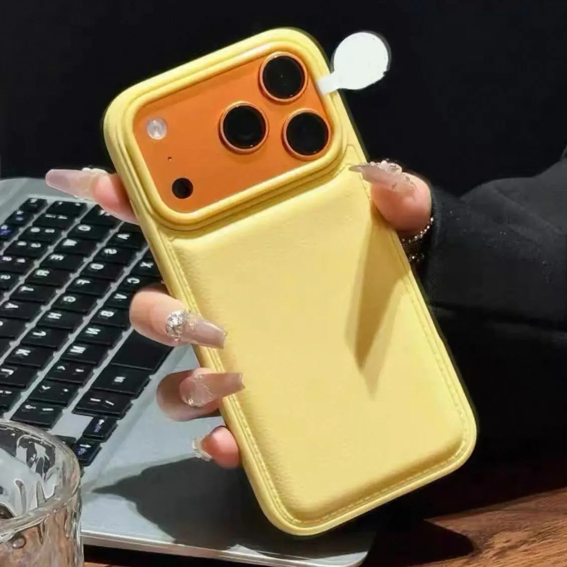 Luxury Leather Texture Air Cushion Case For iPhone Air 17 16 15 14 13 12 11 Pro XR X XS Max 8 7 6Plus Candy Color Silicone Cover