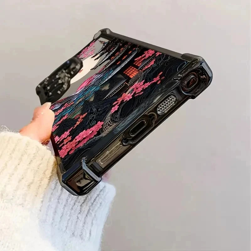 Japanese-Style Ancient House Airbag Phone Case For Samsung Galaxy S25 S24 Ultra S23 S22 Plus S21 FE Clear Soft Cover