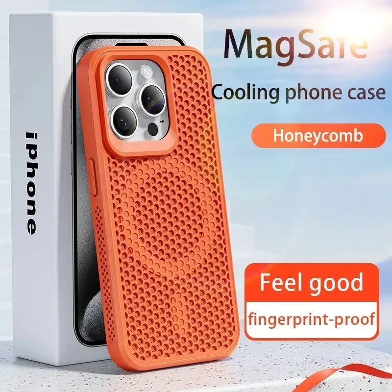 Cooling Heat Dissipation Magnetic Phone Case For iPhone 17 16 15 14 13 12 11 Pro Max Plus Breathable Hard Back Cover For Magsafe