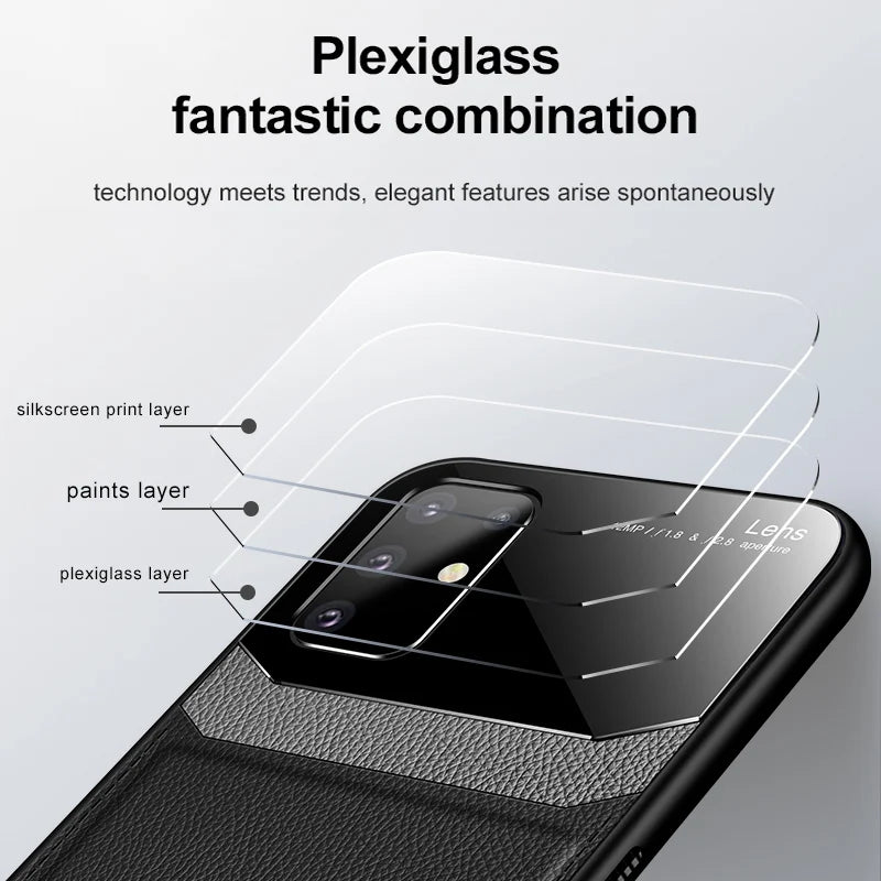 leather plexiglass case for samsung galaxy s20 s21 ultra plus silicone frame back cover s20fe s 20 fe s20  s21  s20plus s20ultra