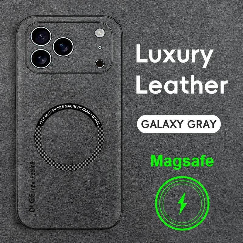 Luxury Texture Skin-friendly PU Leather Slim Case For IPhone 17Pro Max Air 16 15 14 13 12 Plus Magnetic Charging Anti-Drop Cover