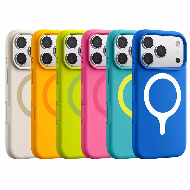 Dopamine Neon Color Matte Original Liquid Silicone Case For iPhone 17Pro Max 16 17 17Pro Magnetic For Magsafe Shockproof Cover