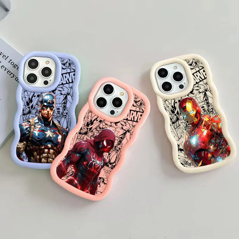 Iron Spider Man Captain America Candy Color Phone Case For iPhone 17 Air 16 15 14 Plus 13 12 Mini 11 Pro Max 17E 16E Soft Cover