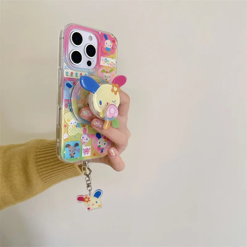 Rainbow Rabbit dopamine bunny art Phone case For magsafe iPhone 17 16 15 14 13 Pro Max Case Cute Luxury Cartoon shockproof Cover