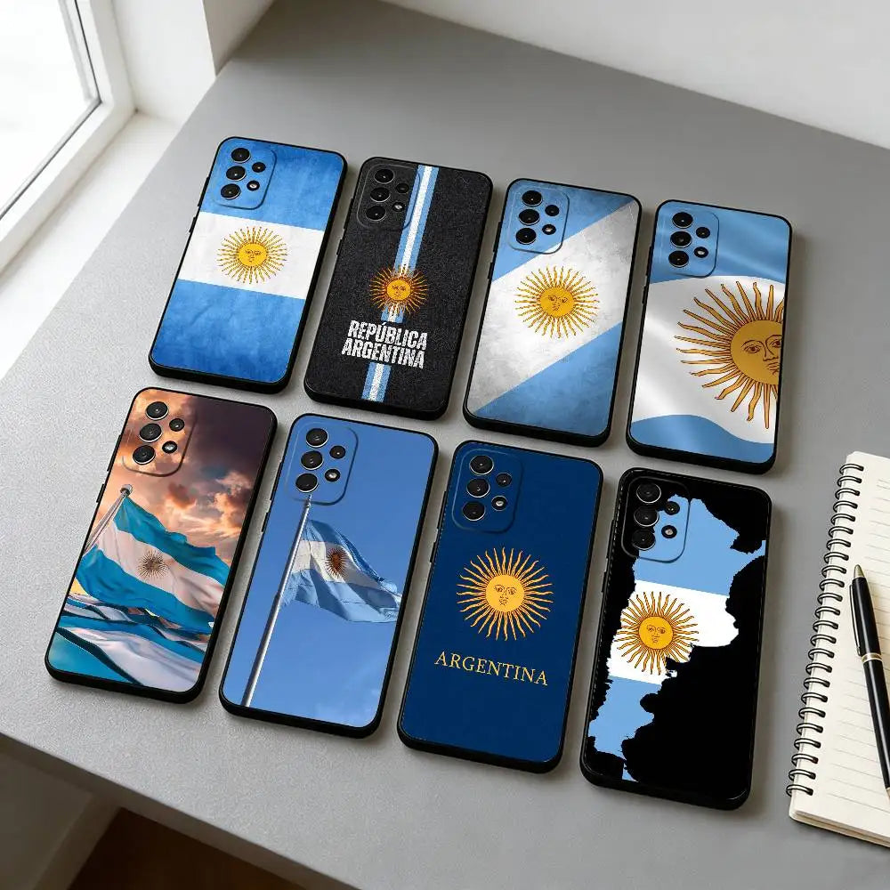 Argentina Flag Aesthetic Phone Case For Samsung S25,S24,S21,S22,S23,S30,Ultra,S20,Plus,Fe,Soft Silicone Black Cover