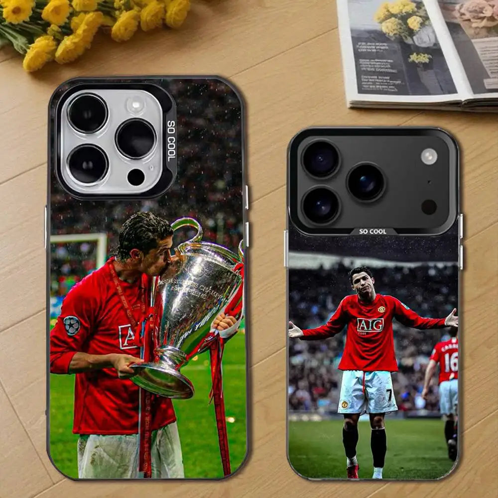 Football C-CR7 R-RonaldoES Phone Case For iPhone 17,16,15,14,13,12,11,Pro,Max,Plus,E,Air,Mini Black Tpu Cover