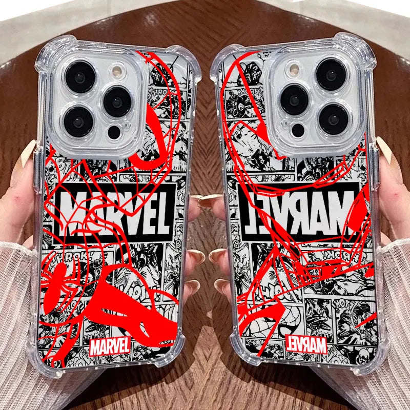 Marvel Spiderman Ironman Avengers Clear Case For iPhone 17 16 15 14 13 12 11 Pro Max 16e 17e Air 13 15 Plus XS X 7 8 Phone Cover
