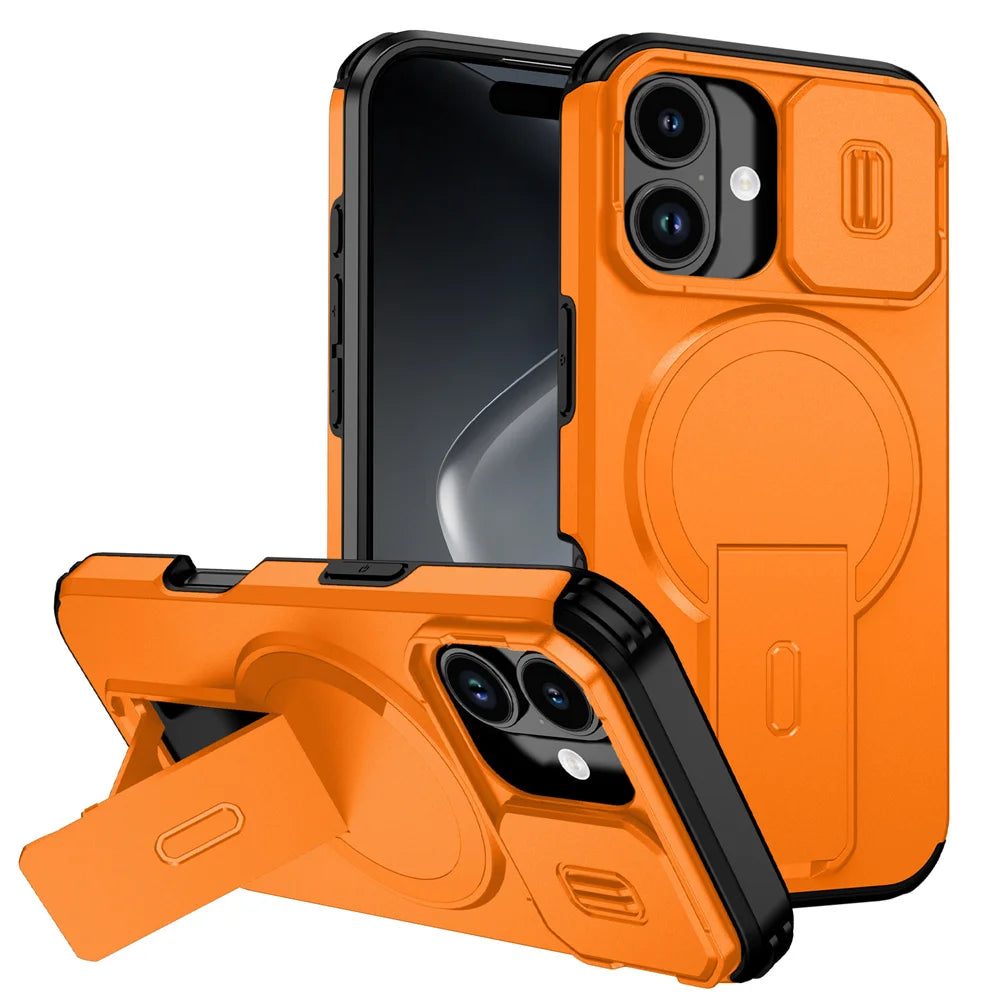 Shockproof Foldable Magnetic Stand Phone Case For iPhone 17 16 15 14 13 12 11 Pro Max Air 16E Full Body Lens Protection Cover