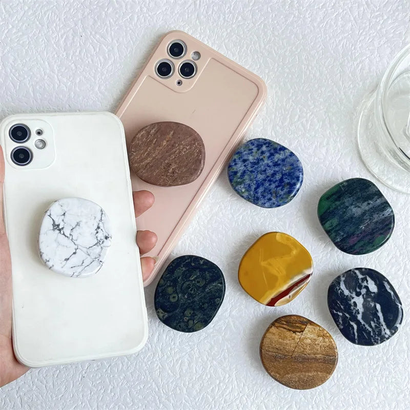 Natural Stone Shaped Phone Socket Holder Finger Grip Bracket Support Telephone for IPhone 15 14 13 Samsung Pocket Socket Stand