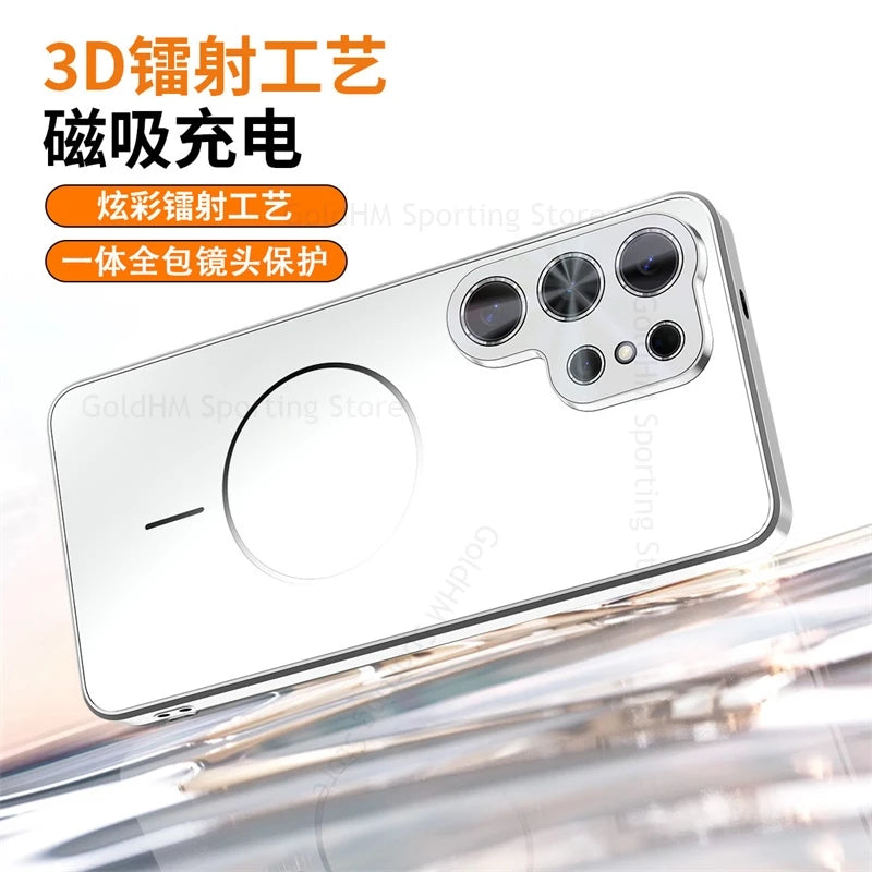 For Magsafe Laser Plating Phone Case For Samsung S26 Ultra 5G Magnetic Electroplating Matte Cover For Galaxy S25 Ultra S26 Plus