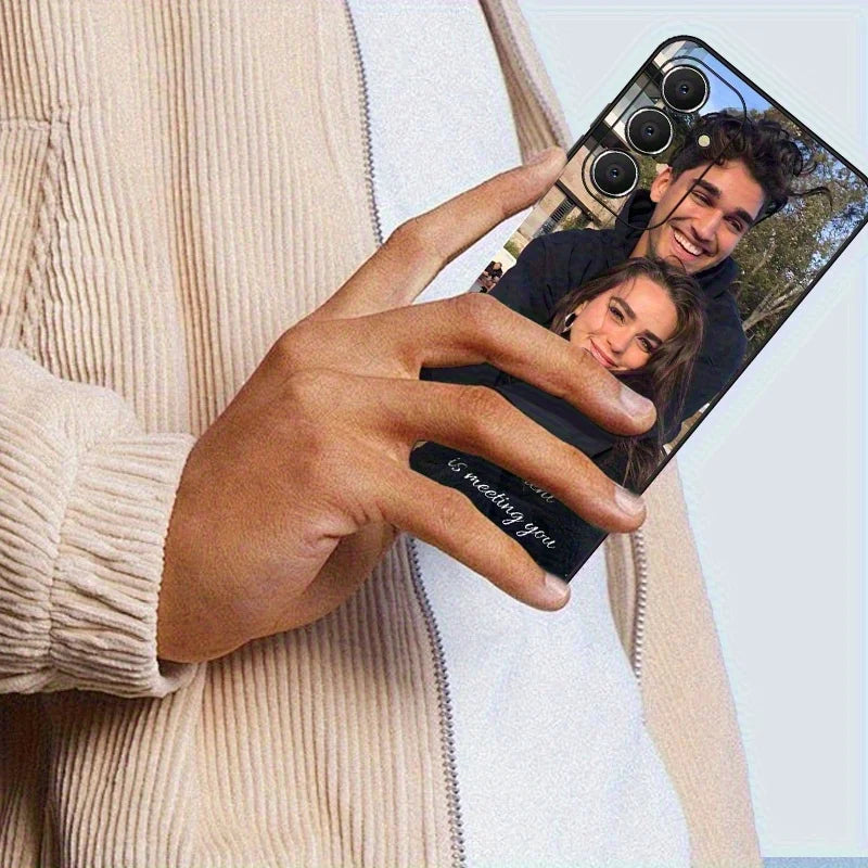 DIY Couple Photo Customized Black Soft Case For Samsung Galaxy A55 A54 A53 A52 Case A35 34 S25 S24 S23 S22 S21 S20 Ultra Plus FE