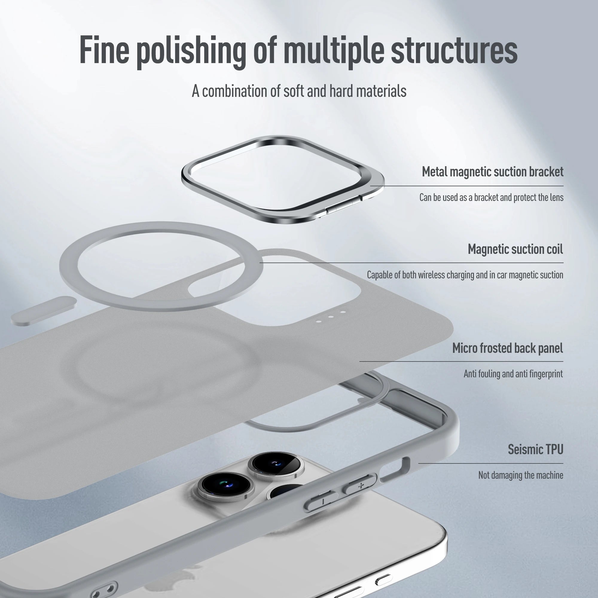 Metal Lens Stand Magnetic For Magsafe Case For iPhone 17 Air 16 15 14 13 12 Mini 11 Pro Max Plus Matte Wireless Charge Cover