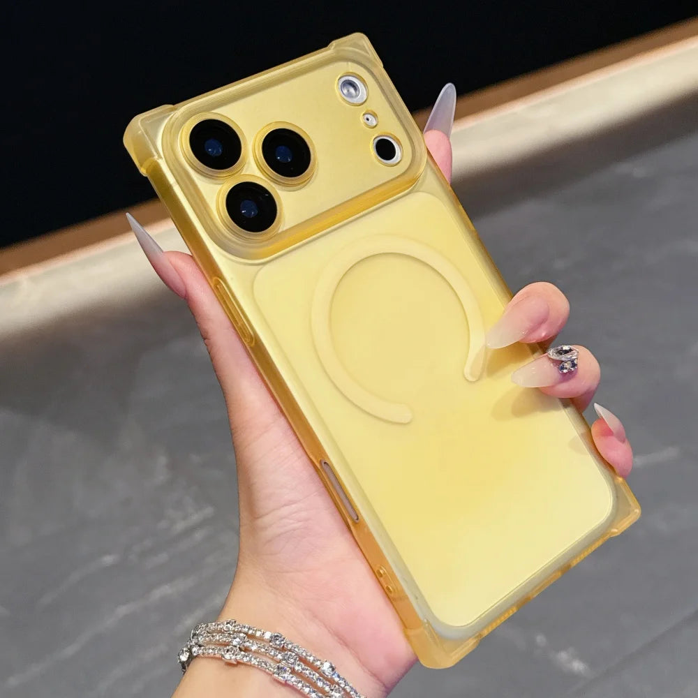 Matte Square Anti Fall For Magsafe Phone Case For iPhone 17 Air 16 15 14 13 Plus Pro Max 17ProMax Ice Mist Magnetic Charge Cover