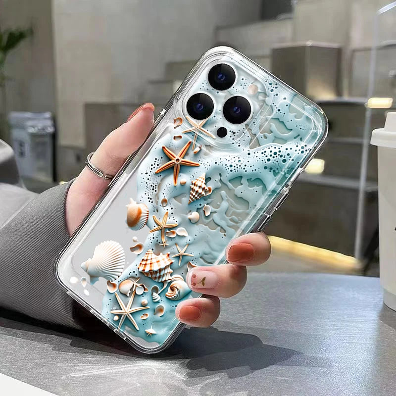 Beach Shell Phone Case for Xiaomi Redmi 12 13 12C 13C 14C Redmi Note 15 Pro Plus 5G 14 13 12 11 10 Transparent Soft Bumper Cover