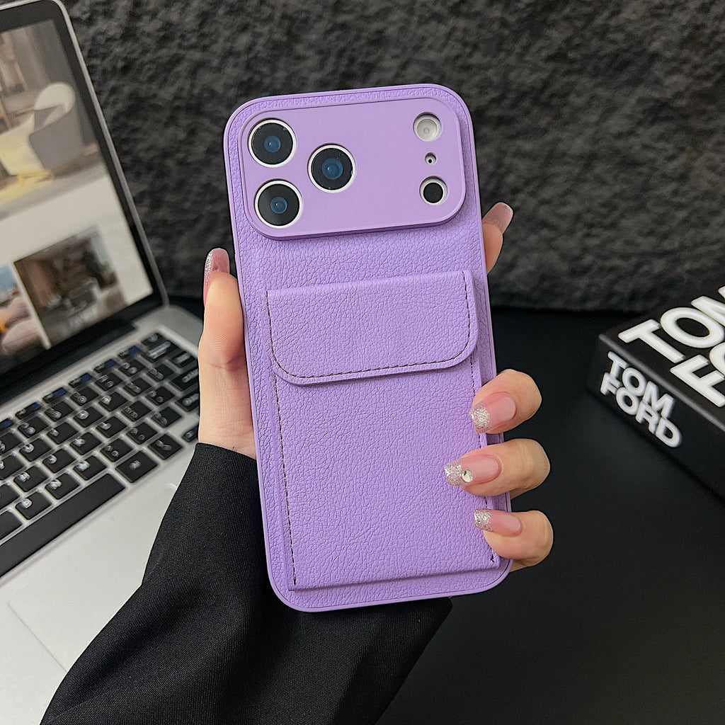 luxury Leather Card Holder Wallet Case For iPhone 11 12 13 mini 14 15 16 E 17 Pro Max 8 7 Plus X Camera Lens Protection Cover