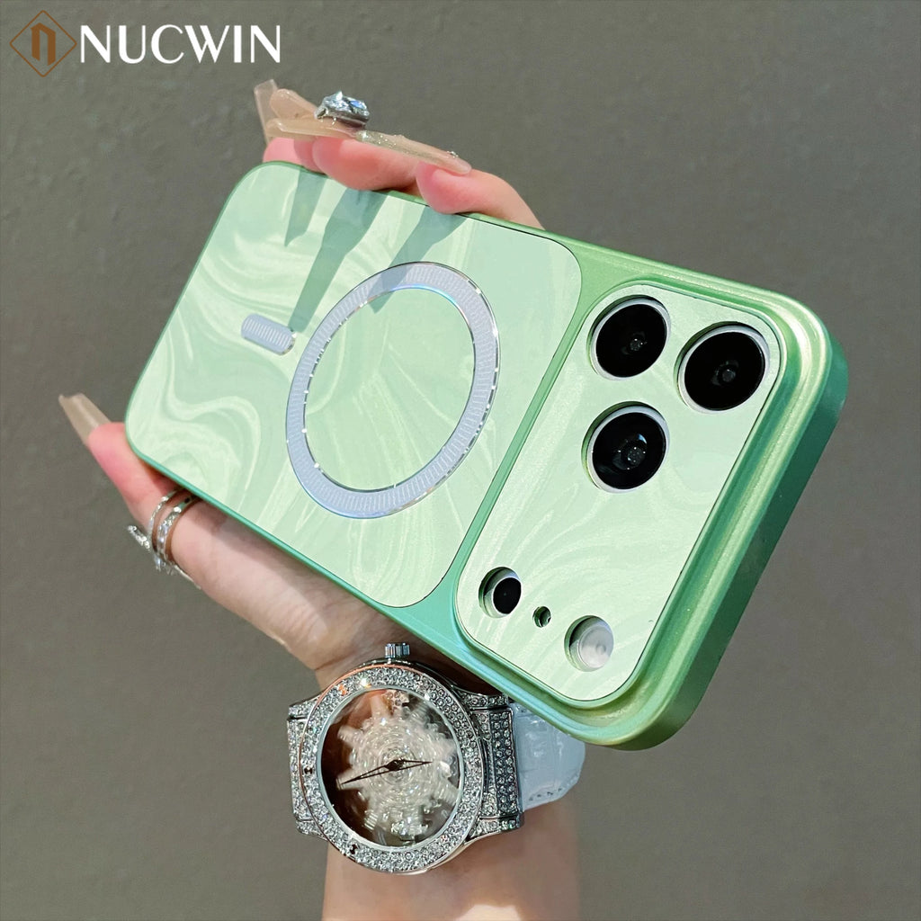 Water Ripples Large Window All-Inclusive Case for iPhone 17 13 12 11 Pro Max 16 15 14 Plus for Magsafe Wireless Charging Cover