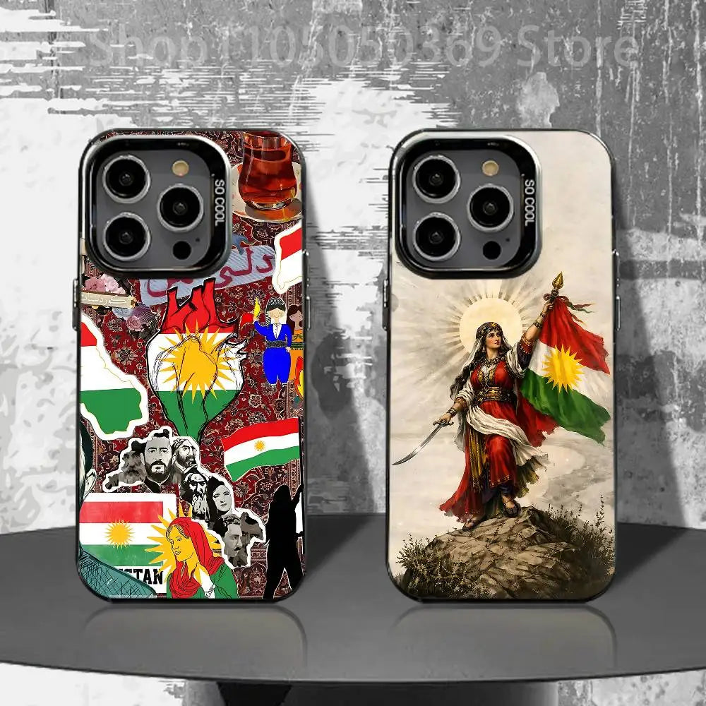 Kurdistan Flag Art Phone Case For iPhone 17,16,15,14,13,12,11,Air,X,XR,Pro,Max,Plus Shockproof Matte Cover