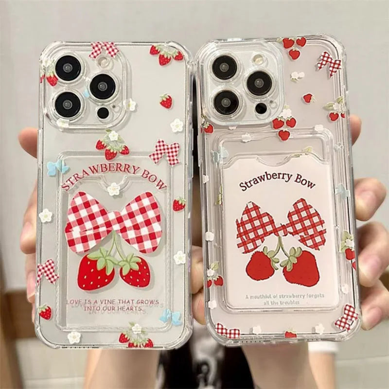 Bow Flower Wallet Card Holder Case For iPhone 17 16 13 12 11 Pro Max 17Air 16E 6 6S Plus cover Cute Silicone
