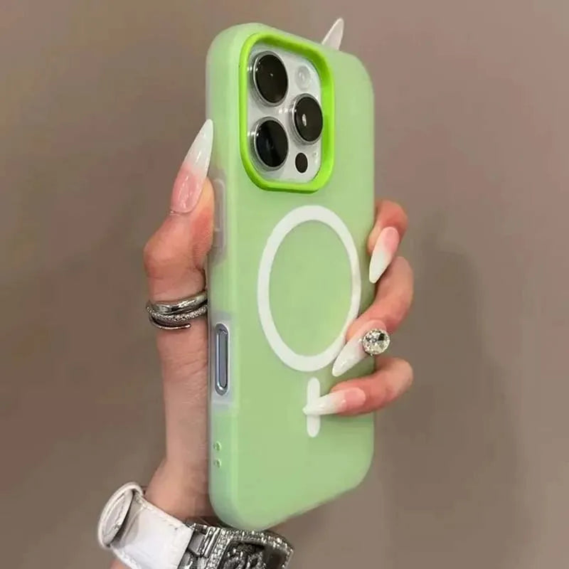 Luxury Candy Color 2 IN 1 For Magsafe Case for iPhone 17 16 15 14 Plus 13 11 12 ProMax Air Magnetic Wireless Charge Bumper Cover