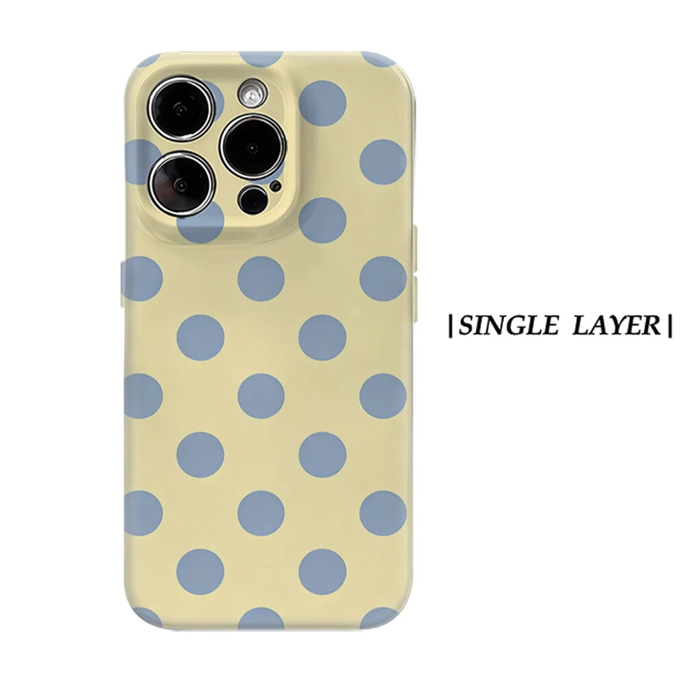 Casegame Matte Bumper for Magsafe Case for IPhone 17 16 15 14 Plus 13 Pro Max Shockproof Hard PC Yellow Blue Dots Cover