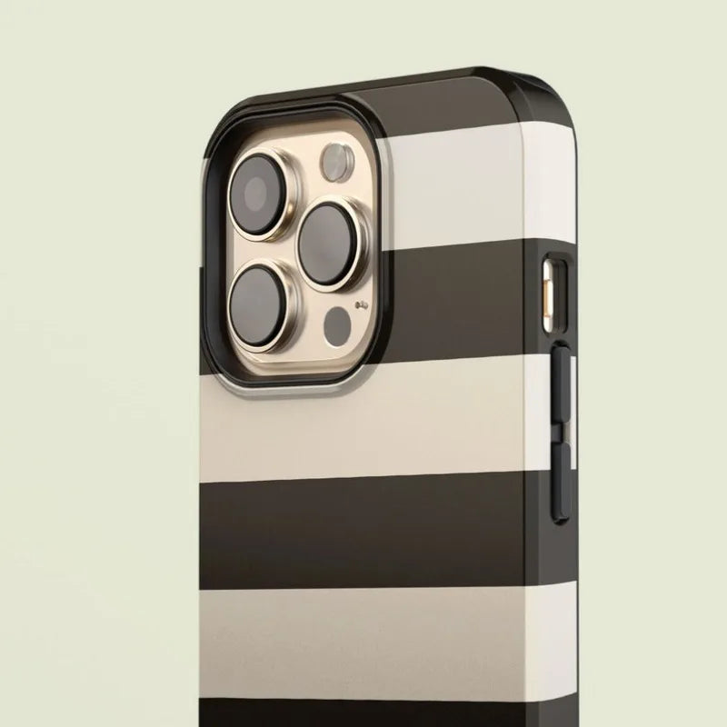 Striped Black with   Case For IPHONE 17 16ProMax 15 14 13 12 11 PRO Plus Acrylic TPU Two in one Magnetic Phone Cases