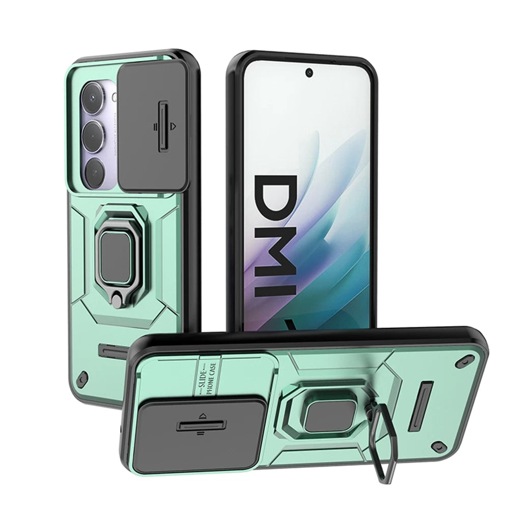 For Xiaomi Redmi 15 4G 171mm Case Slide Camera Protect Phone Case For Redmy 15 Redmi15 4G Magnetic Ring Holder Armor Back Cover