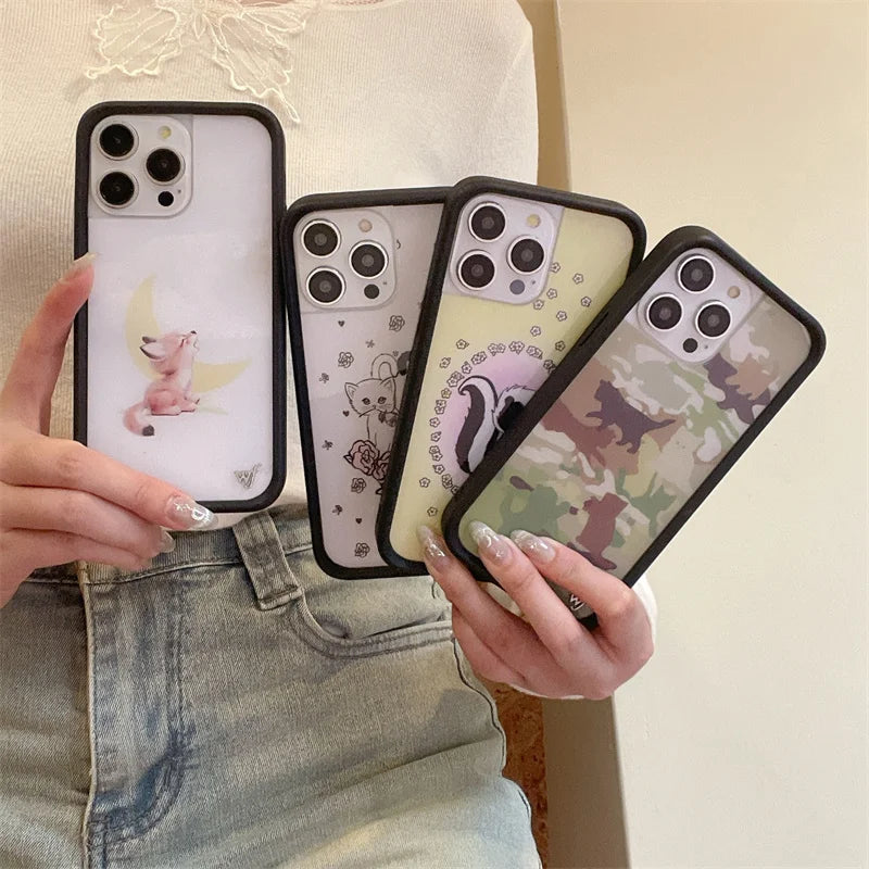 Wildflower 3D Kittens Camo Fox Phone Case for iPhone 16 15 14 13 12 17 Pro Max Plus Air Little Stinker WF Meow Cute Cover