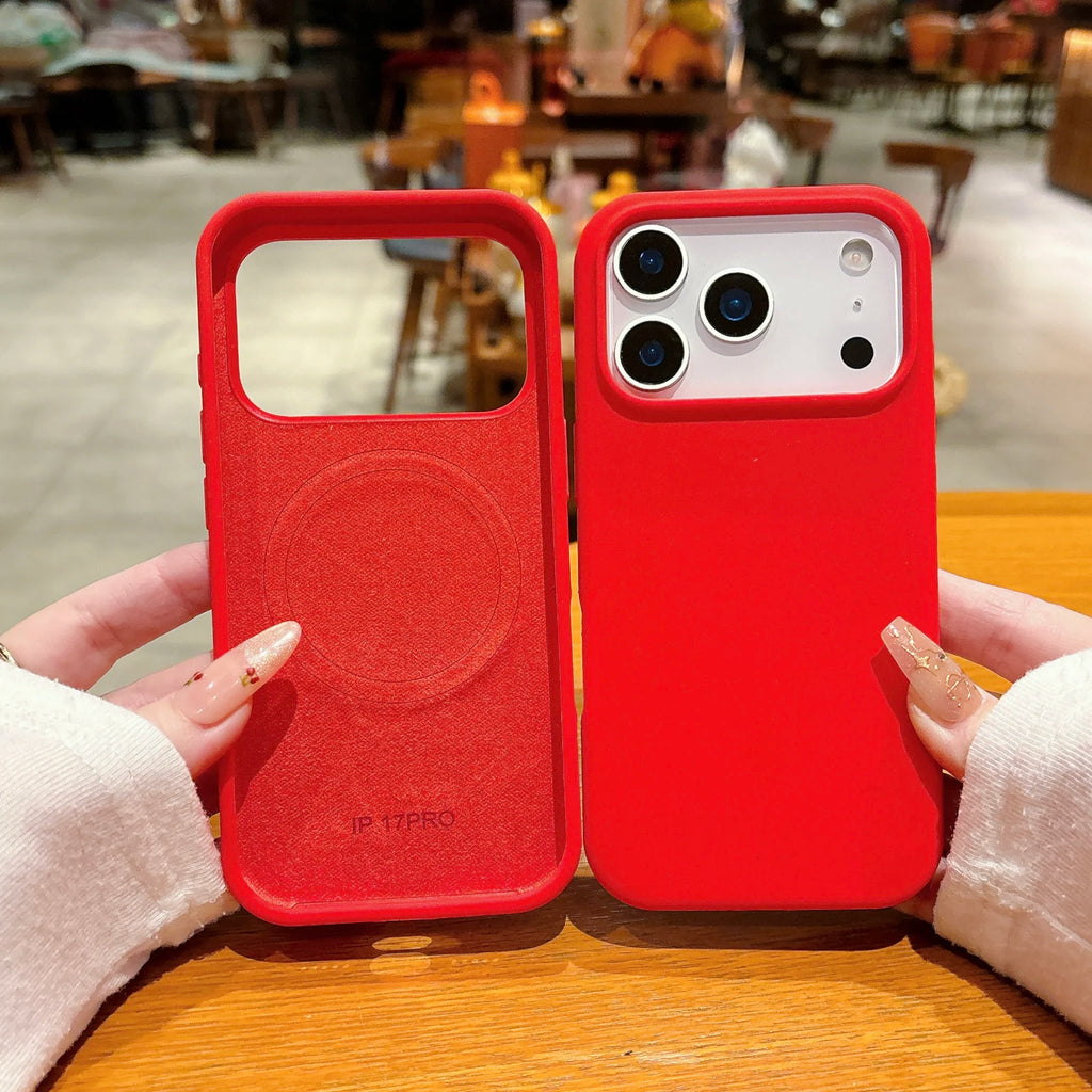 Original Silicone Bright Lucky Color Case for Apple iPhone 17 Air 16 15 14 13 Pro Max Plus Magnetic Wireless Charging Soft Cover