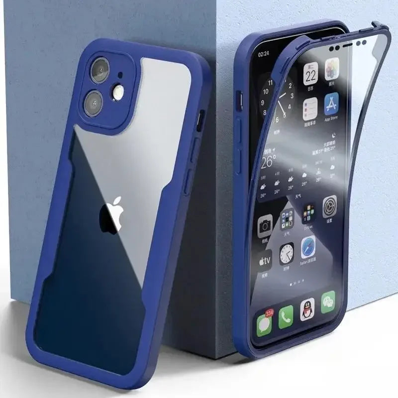 360 Full Body Front+Back Clear Phone Case For iPhone 16 16E 15 14 13 11 12 Pro Max XS X XR 7 8 Plus Silicone Shockproof Cover