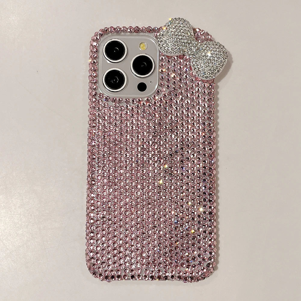 3D Glitter Bowknot Diamond Crystal Phone Case for iPhone 13 12 15 14 16 Plus 17Pro 17 Pro Max Air 11 Shockproof Bling Cover Case