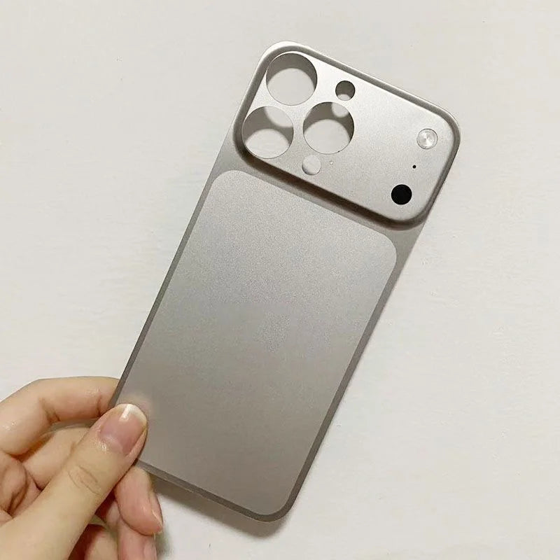 Original AG Matte Ultra Thin Metal Backplate Phone Case for IPhone 17 16 15 14 13 Pro Max Glossy Sticker Instantly Turn 17 Cover