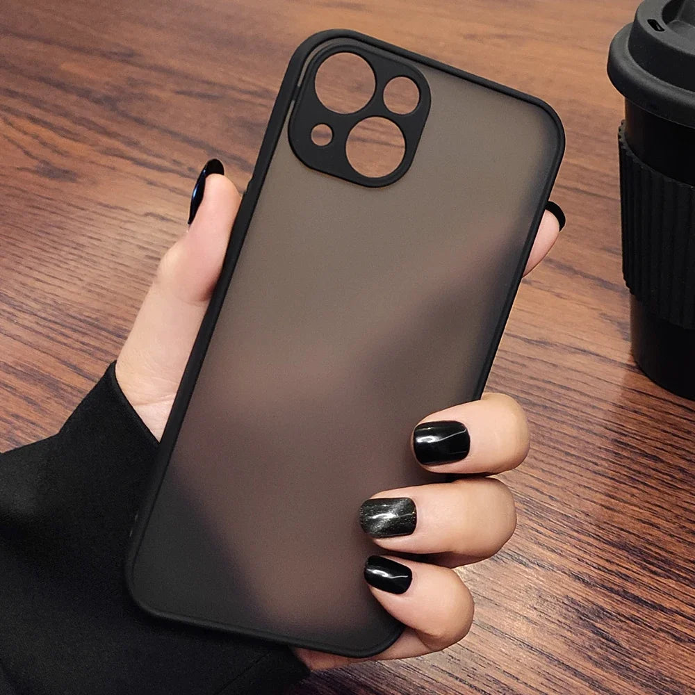 Luxury Shockproof Matte Phone Case For iPhone 15 14 13 12 11 16 17 Pro Max AIr Plus Bumper Transparent Cover
