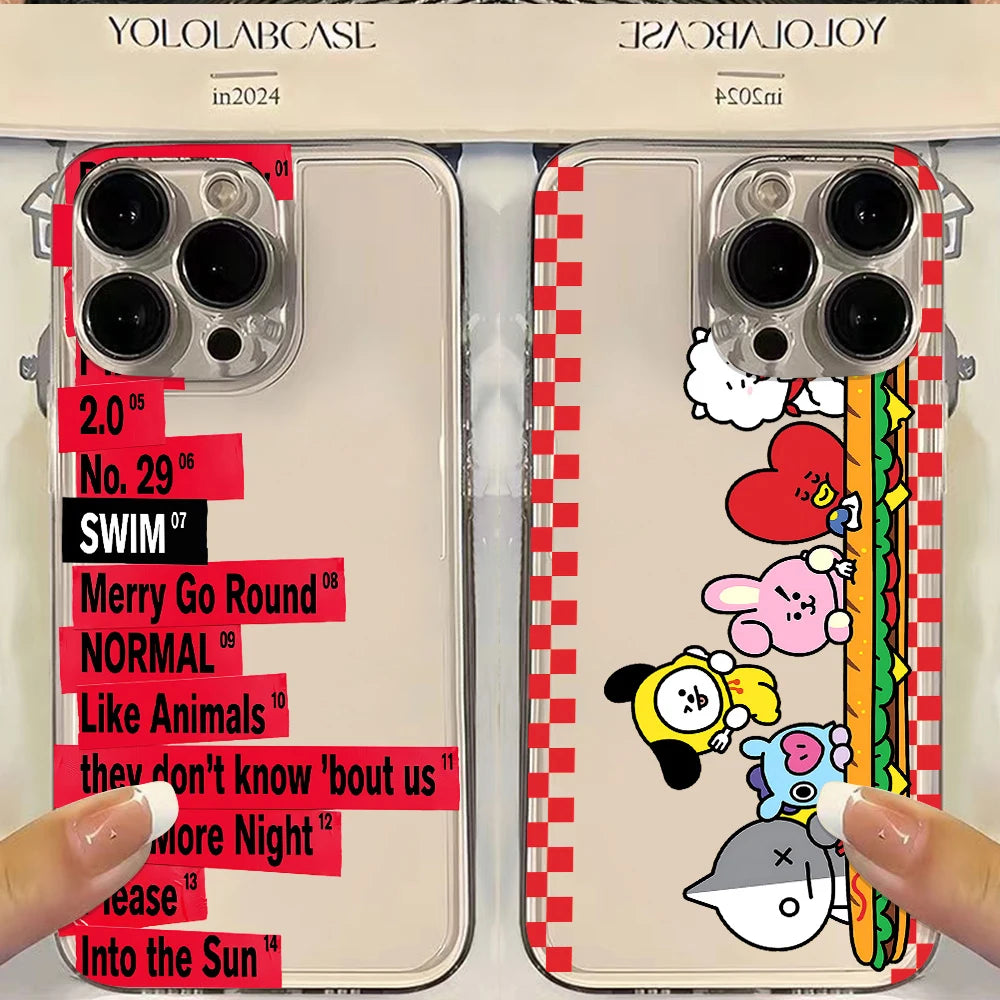 Hot K-KPOP Cartoon B-BTS Phone Case For iPhone 17e 17 16 16e 15 14 13 12 11 Mini Pro Max X XR XSMax 7 8 Air Plus Back Cover