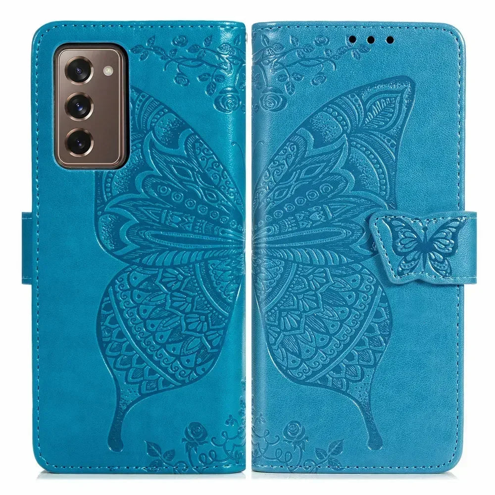 Butterfly Leather Etui for Coque Samsung Z Fold 4 2 Fold5 Fold6 Flip Case Samsung Galaxy Z Fold 3 5 6 Fold3 Wallet Cover Funda