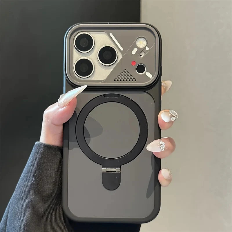 Armor Metal Ring Bracket For Magsafe Magnetic Phone Case For iPhone 17 Air 16 15 14 Plus 13 12 11 17 Pro Max Matte Bumper Cover