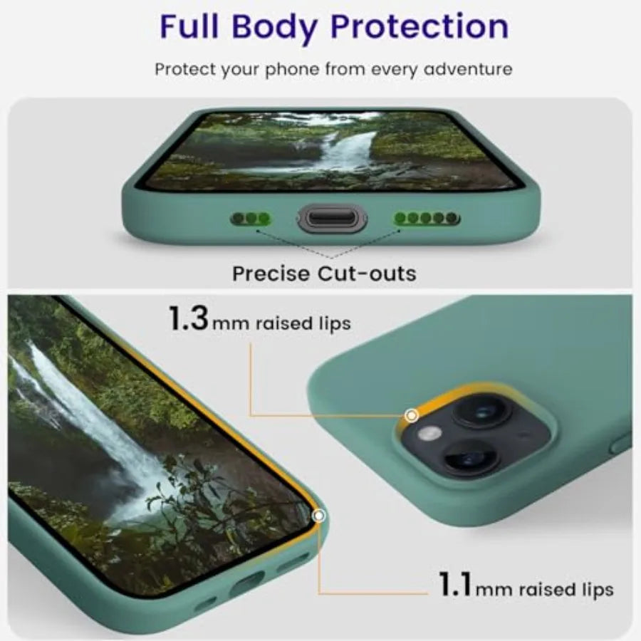 Designed for iPhone 15 Case, Silicone Shockproof Slim Thin Phone Case for iPhone 15 6.1 inch Pine Green