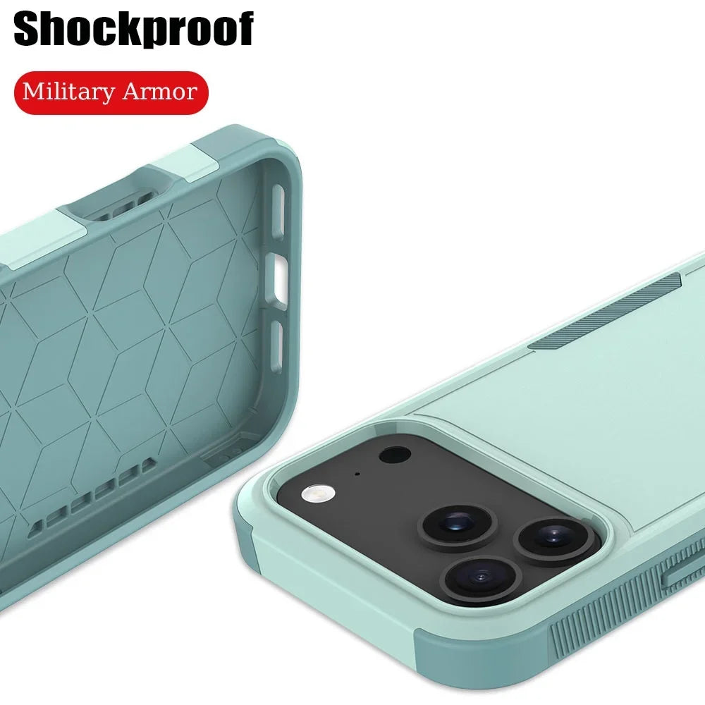 Military Rugged Ott-Box Shockproof Phone Case For iPhone 17 Air 16E 15 14 Plus 13 12 11 17 Pro Max Hybrid Armor Anti-Fall Cover