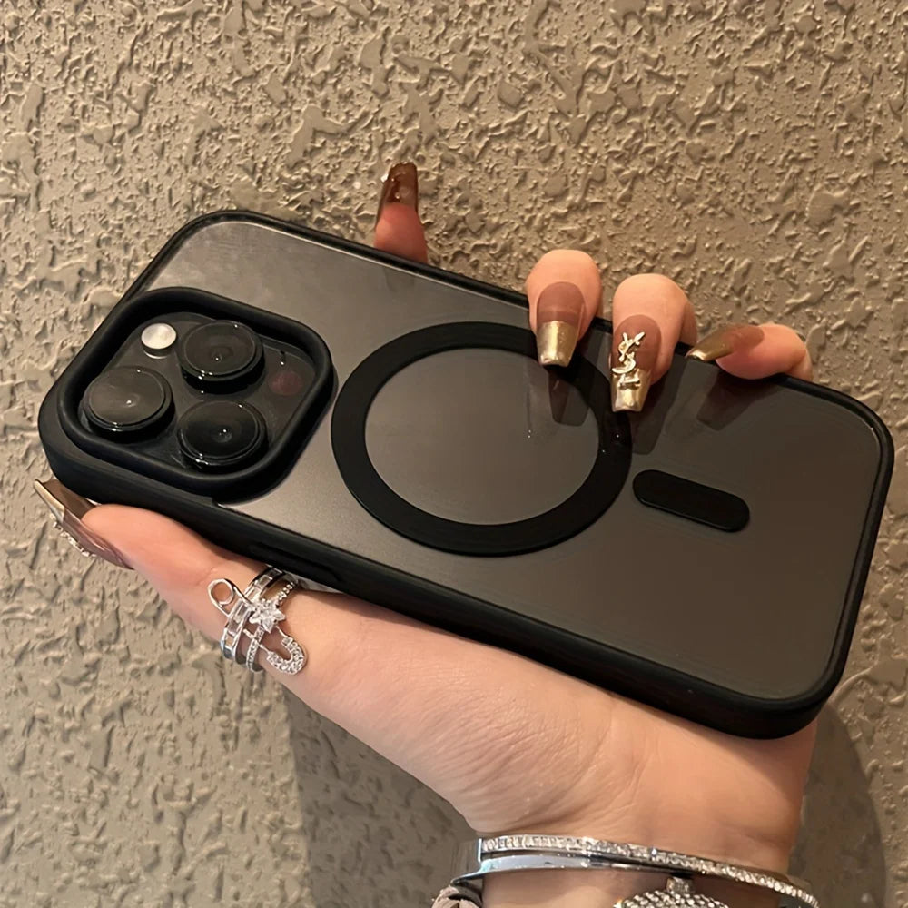 1 Case + 1 Phone Stand Luxury Clear Magnetic Wireless Charging Phone Case for iPhone 17 16 15 14 13 12 11 Pro Max Plus