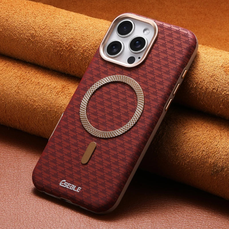 For Magsafe Magnetic Luxury Solid Color Triangle Pattern Phone Case for iPhone 17 Pro Max 15 13 14 16 Pro Max Bumper Back Cover
