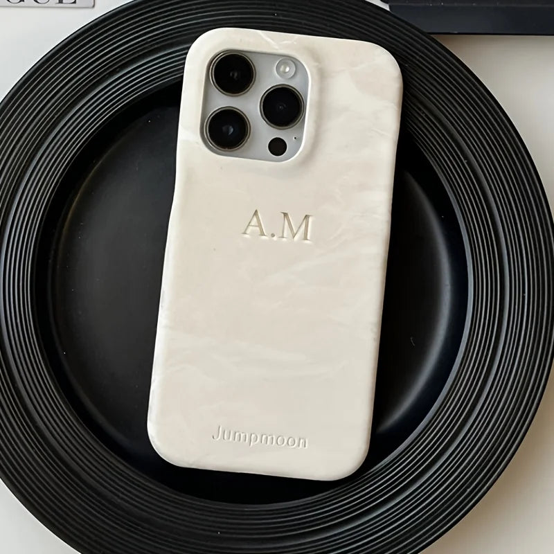 Personalized Customized Name Marble Pattern Faux Leather Phone Case For iPhone 16 15 14 Pro Max 13 12 11 Soft Protective Cover