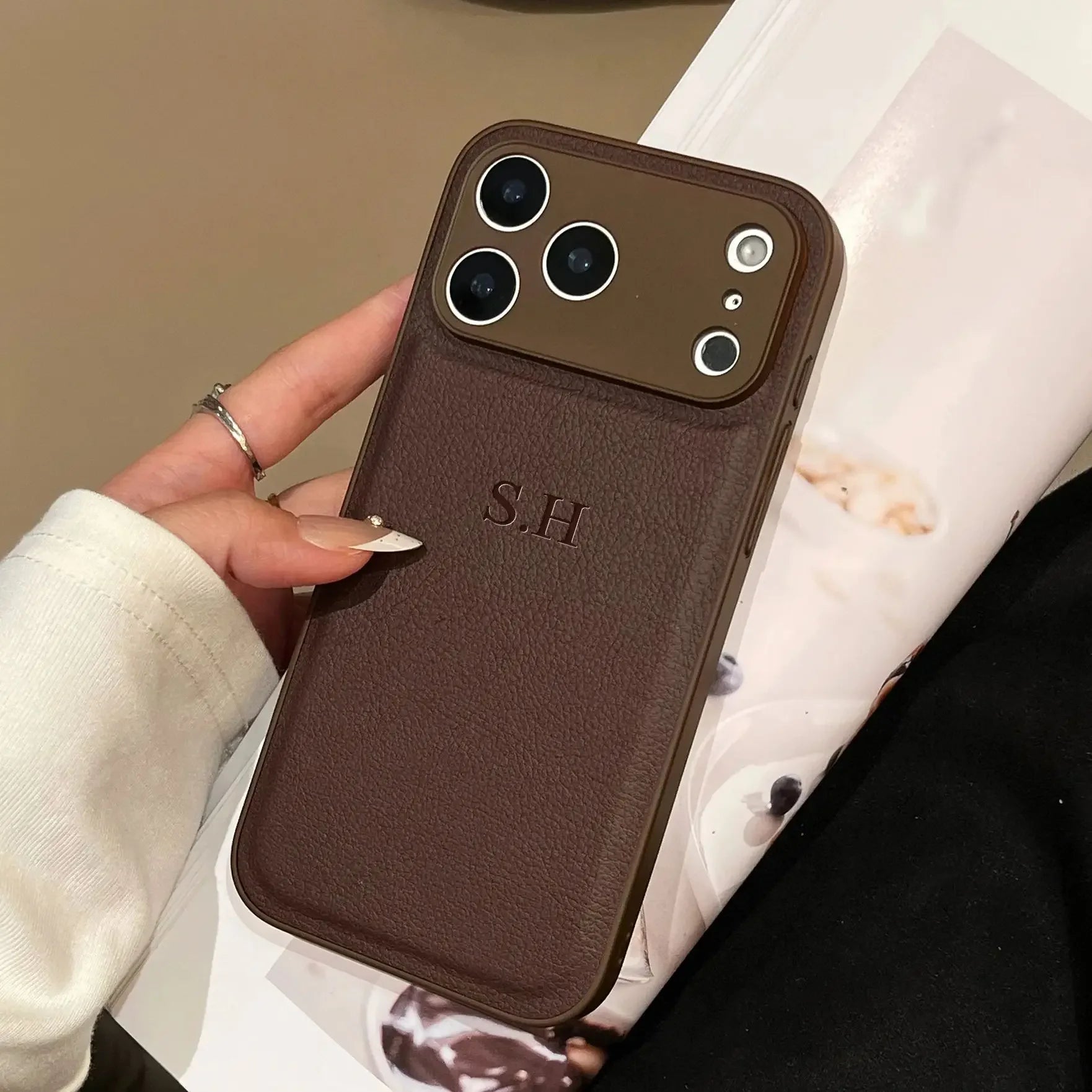 Personalized Phone Case For iPhone 17 16 15 14 13 12 11 Pro Max Plus 17Air Luxury PU Leather Customized Initials Name Gift Cover
