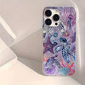 Marine Animals Illustration Phone Case for iPhone 11 13 14 15 16 17 Pro Max 7 8 14 15 Plus X XS XR 16e Air Feather Texture Cover