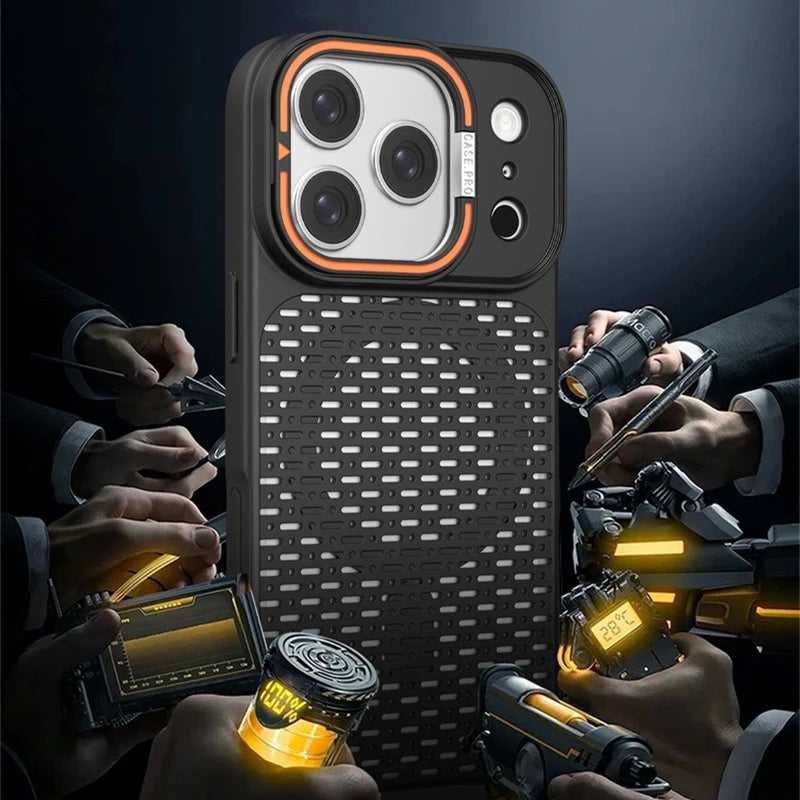 Invisible Bracket Heat Dissipation Stand Case for iPhone 17 16 15 14 Plus 13 12 11 Pro Max Cooling Breathable Magnetic Cover