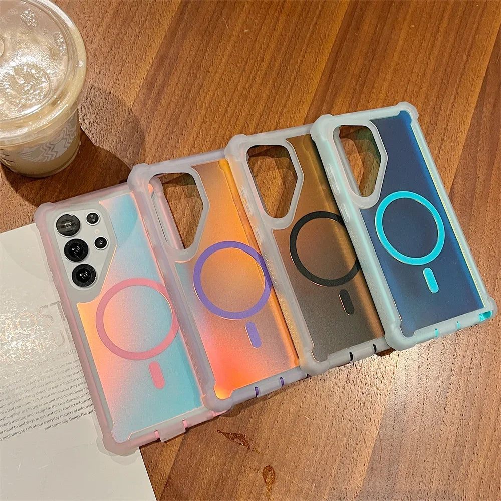 Luxury Chameleon Series Shockproof Magnetic Changing Color Case for Samsung Galaxy S26 S25 Ultra S24 Plus Double Layer Cover