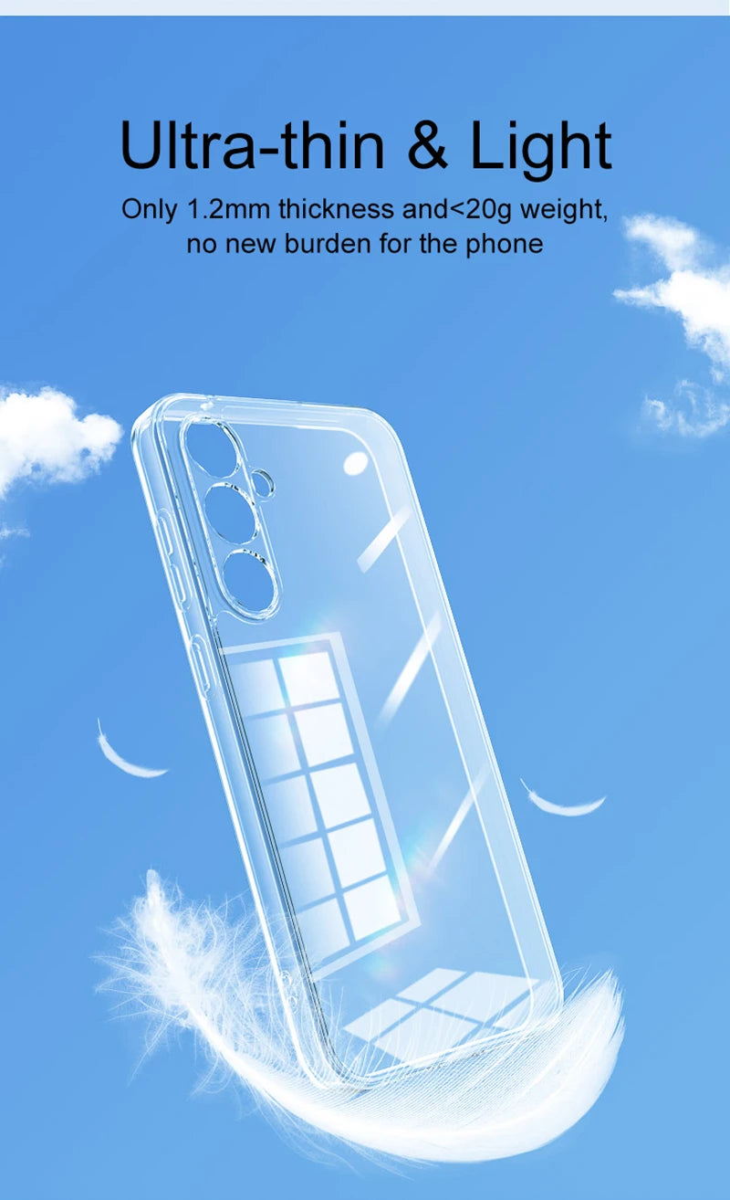 Full Camera Protection Silicone Soft Case For Samsung Galaxy S24 S23 S21 FE S22 Plus A14 A34 A54 Ultra Thin Clear Case Cover TPU