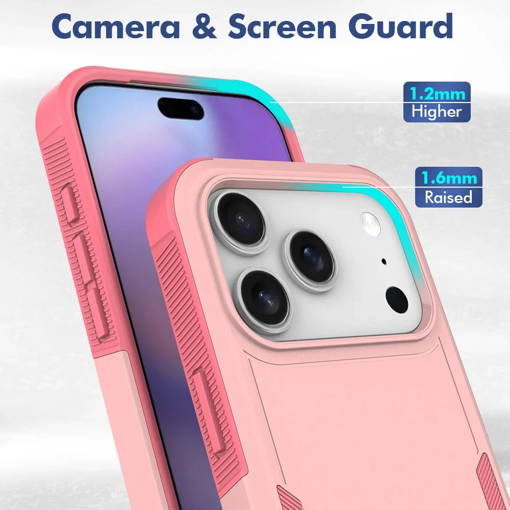 High Quality OTT PC Case Box For IPhone 17 Pro Max Air 16 E 15 14 Plus 13 12 2IN1 Hybrid Dual Layer Armor Shockproof Back Cover