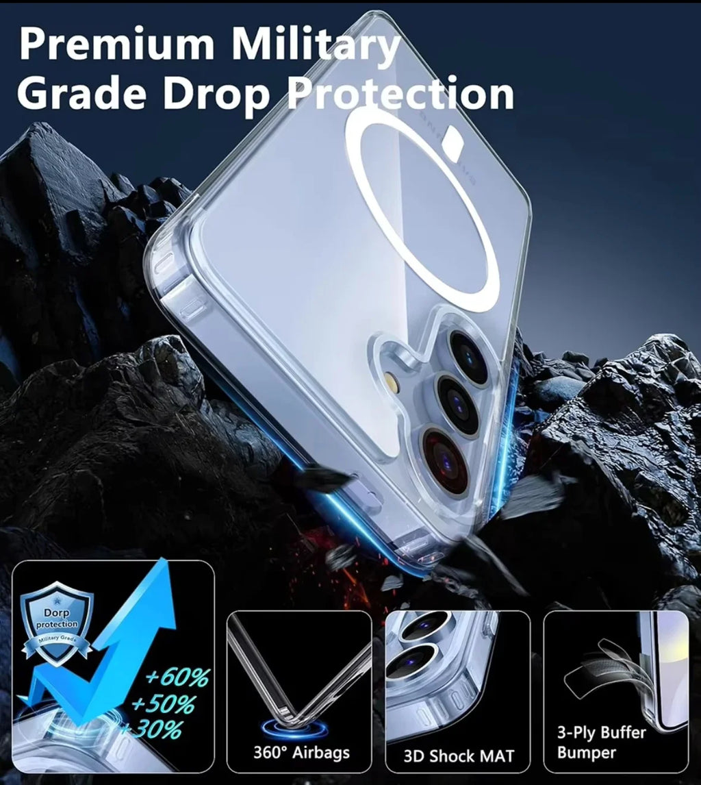 Transparent Anti-Yellowing Magnetic for Samsung Galaxy S26 Ultra/S26+/S26/S25FE Case Shockproof Protective Phone Case, Clear