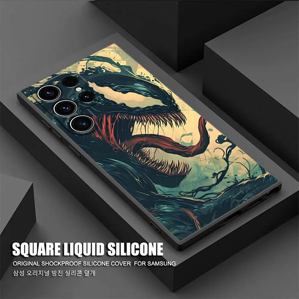 Marvel Black VENOM Art Phone Case for Samsung Galaxy S26 S25 Ultra S24 S23 Ultra S22 Plus S21 S20 S21 FE S26Ultra S25 Soft Funda