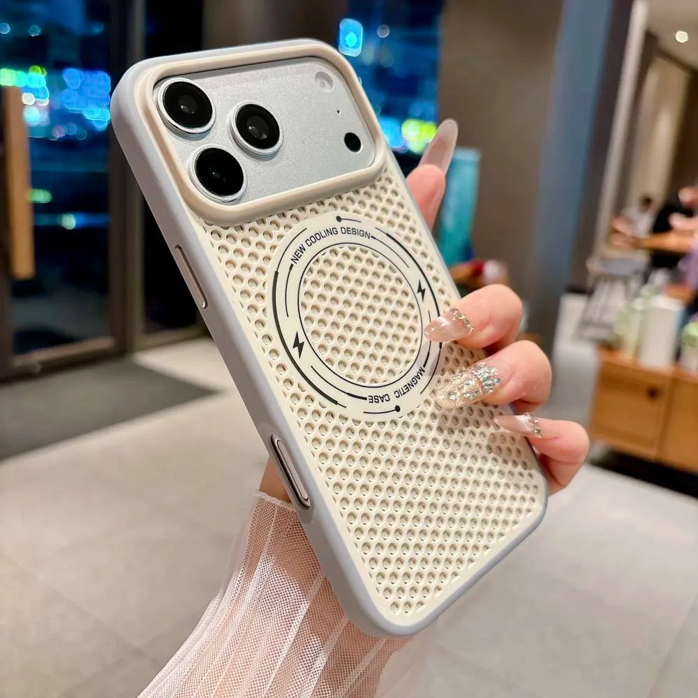 Q8 Cooling Heat Dissipation Magnetic Phone Case For iPhone 17 16 15 14 13 Pro MaxBreathable Back Cover For Magsafe Funda