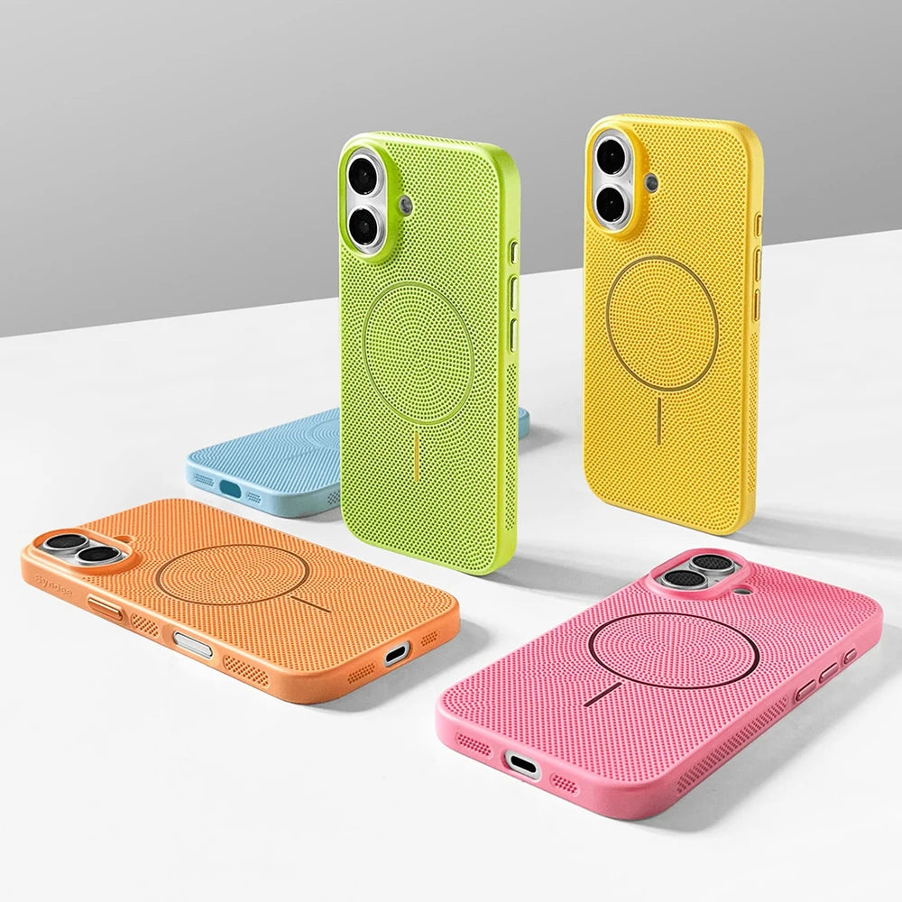 Summer Dopamine Colourway Breathable Case for iPhone 11 12 13 14 15 16 17 Pro Max Plus Ultra Thin Magnetic Charging Hard Cover